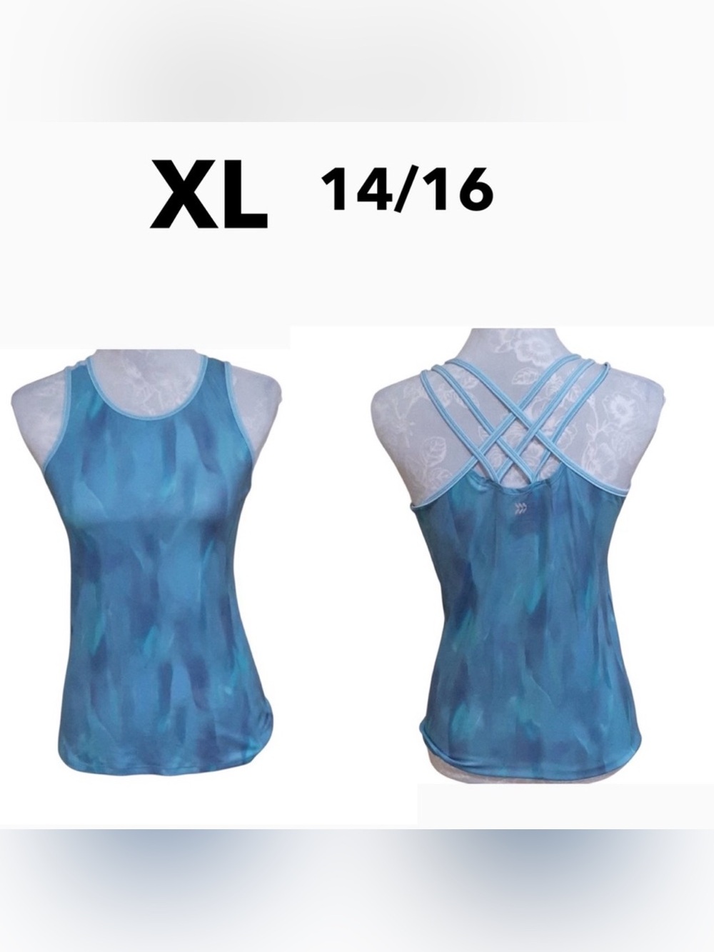 Athletic Blue Crisscross Back Women's tank top XL 14/16
